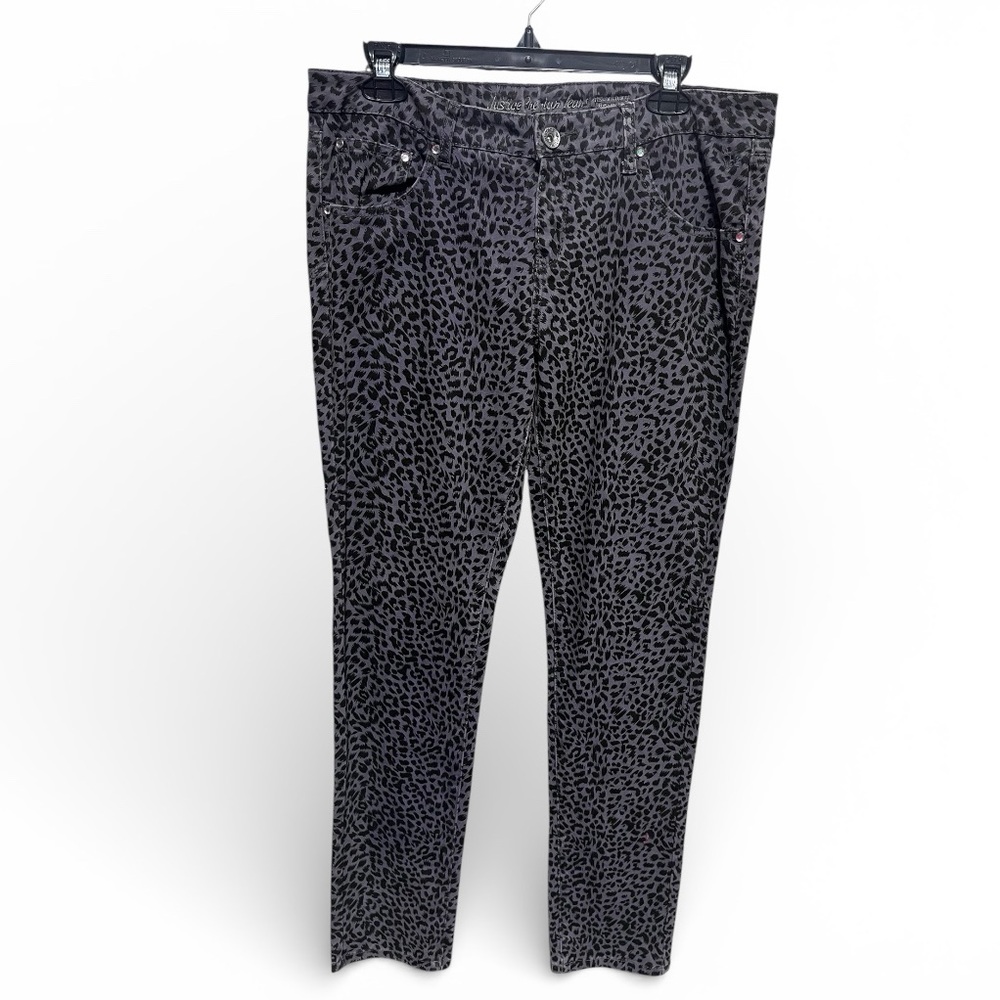Justice Black and Gray Leopard Print Jeans